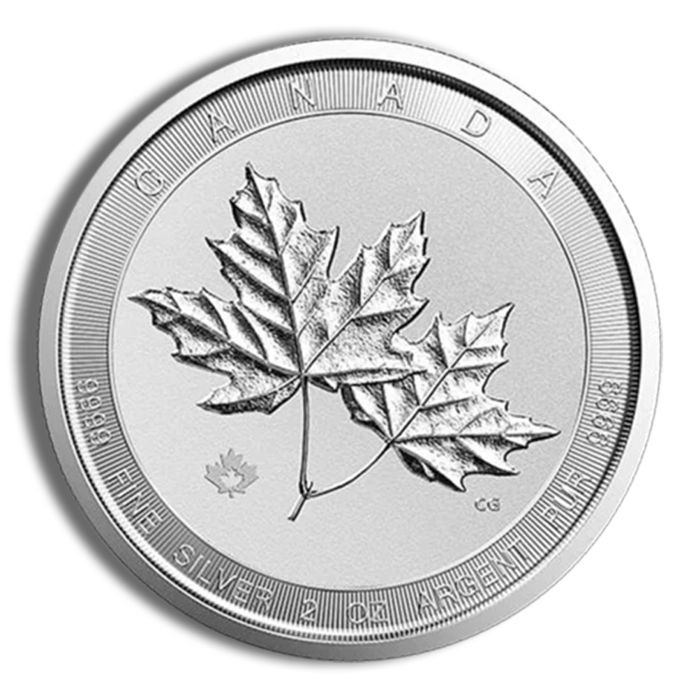 2 Oz Silver Canadian Twin Maple Leaf Coin - BU (Random Year)