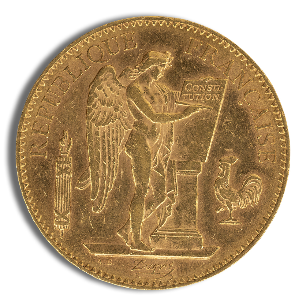 1878-1914 France Gold 100 Francs (Angel) - XF+