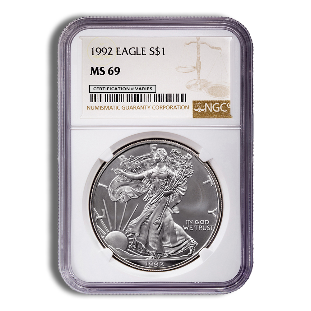 1992 Silver American Eagle - NGC MS69