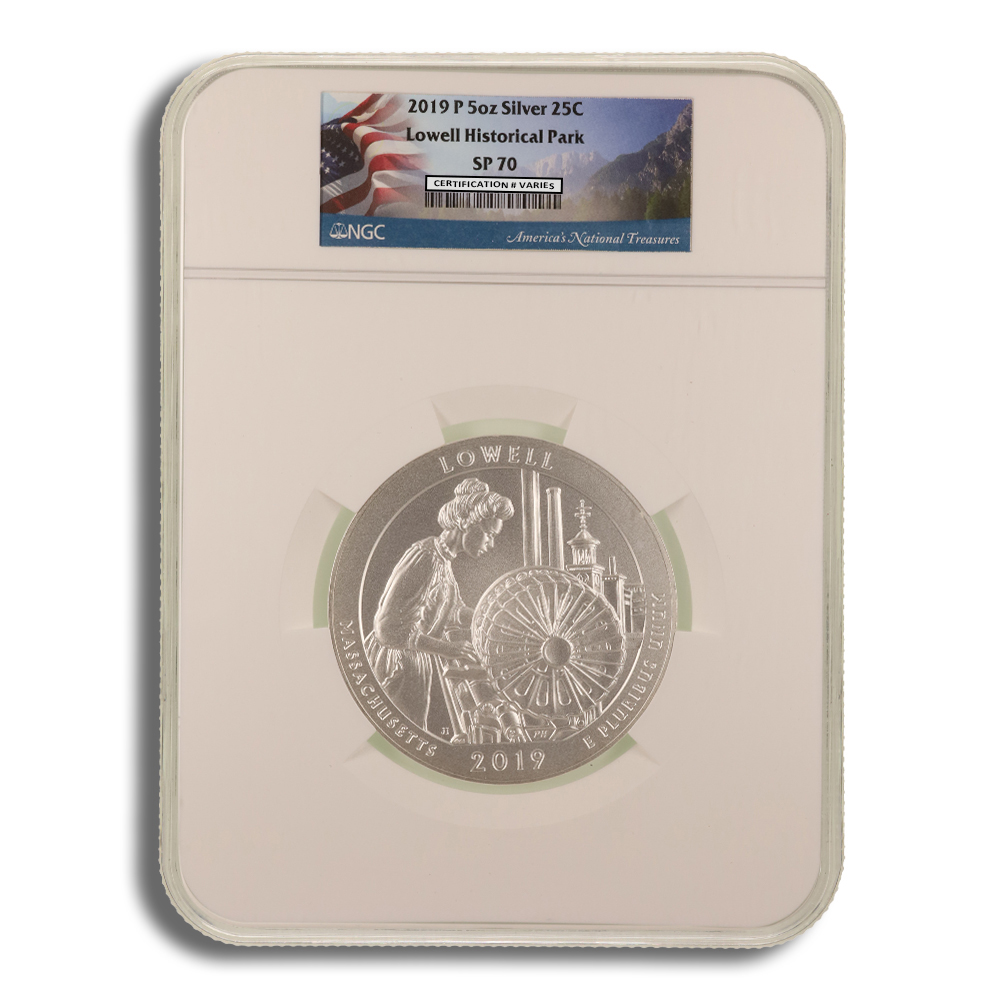 2019-P 5 Oz America The Beautiful Lowell  Silver Coin - NGC SP70