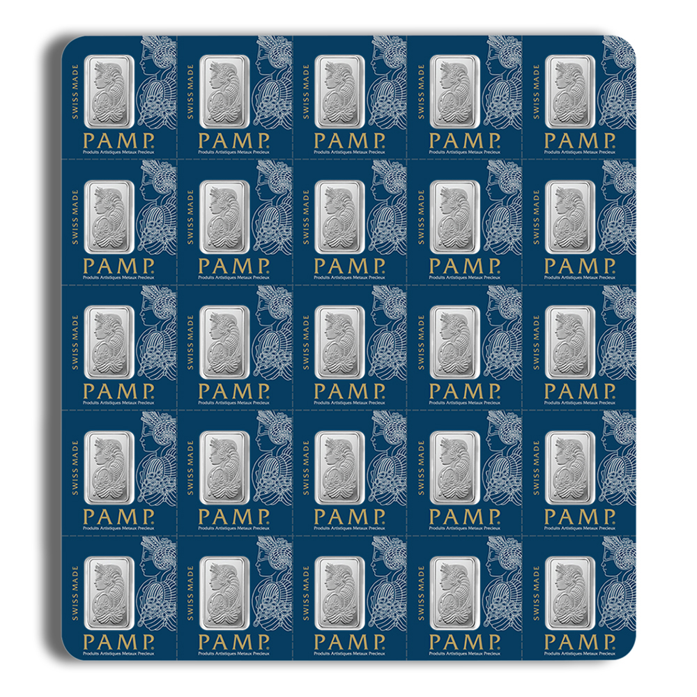 25 x 1 Gram Platinum Bar - PAMP Suisse MultiGram (In Assay Card)