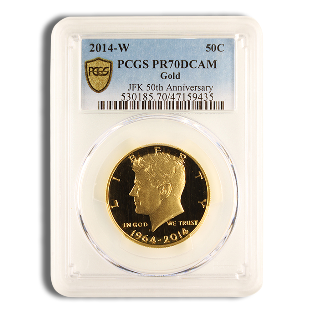 2014-W 3/4 Oz JFK Half Dollar Gold Coin - PCGS PR70 (Random Label)