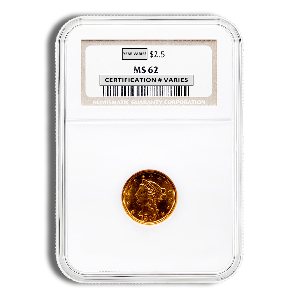 $2.5 Gold Liberty Quarter Eagle - NGC MS62 (Random Year)