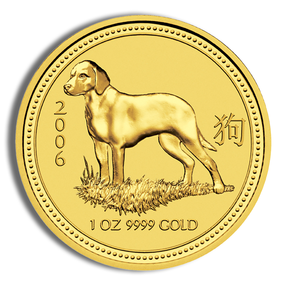 2006 1 Oz Australia Gold Lunar Dog (Series I) - BU