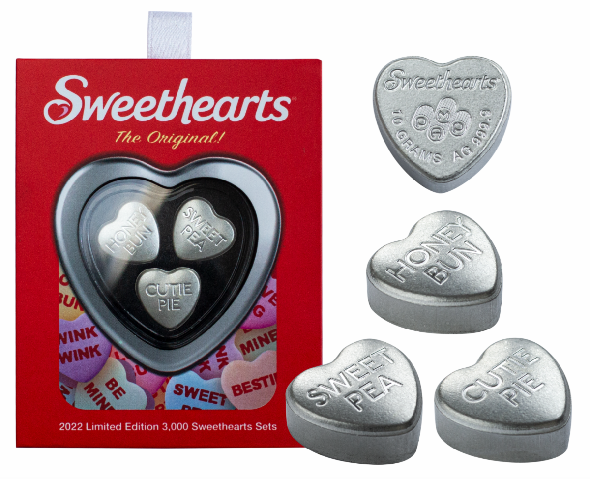 2022 30 Gram PAMP Suisse Sweetheart (3 Silver Hearts, with Box and COA)