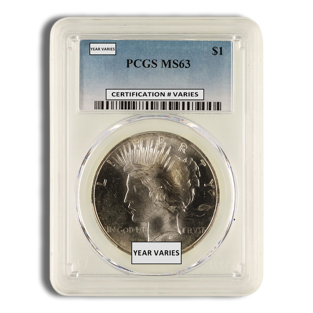 Peace Silver Dollar - PCGS MS63 Toned (Random Year)