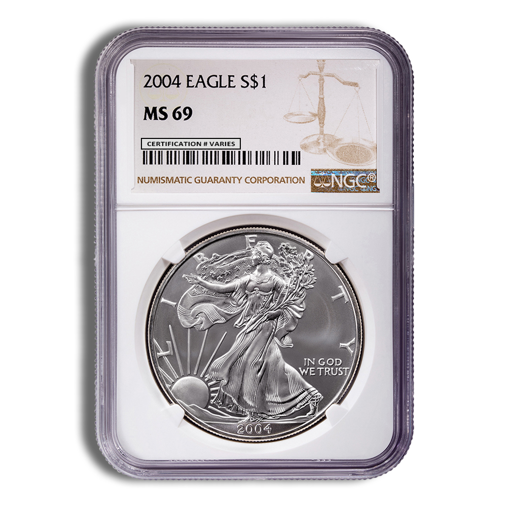 2004 Silver American Eagle - NGC MS69