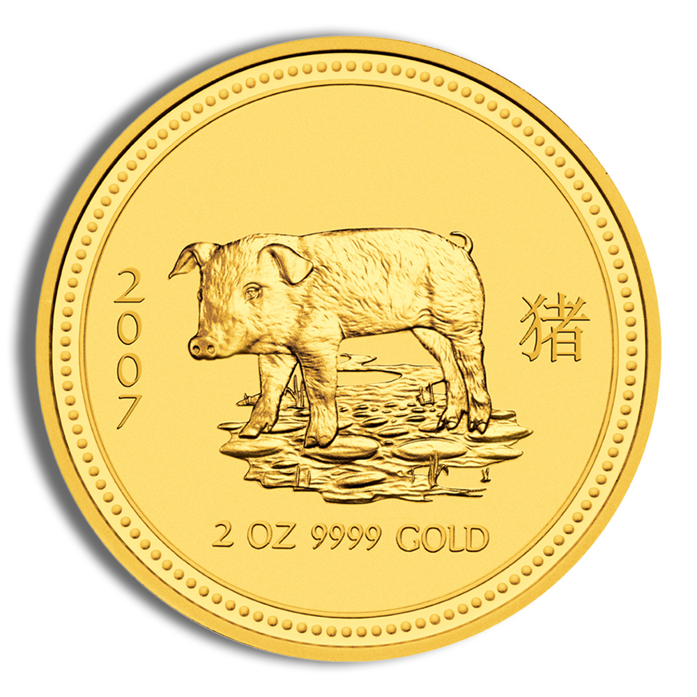 2007 2 Oz Australia Gold Lunar Pig (Series I) - BU