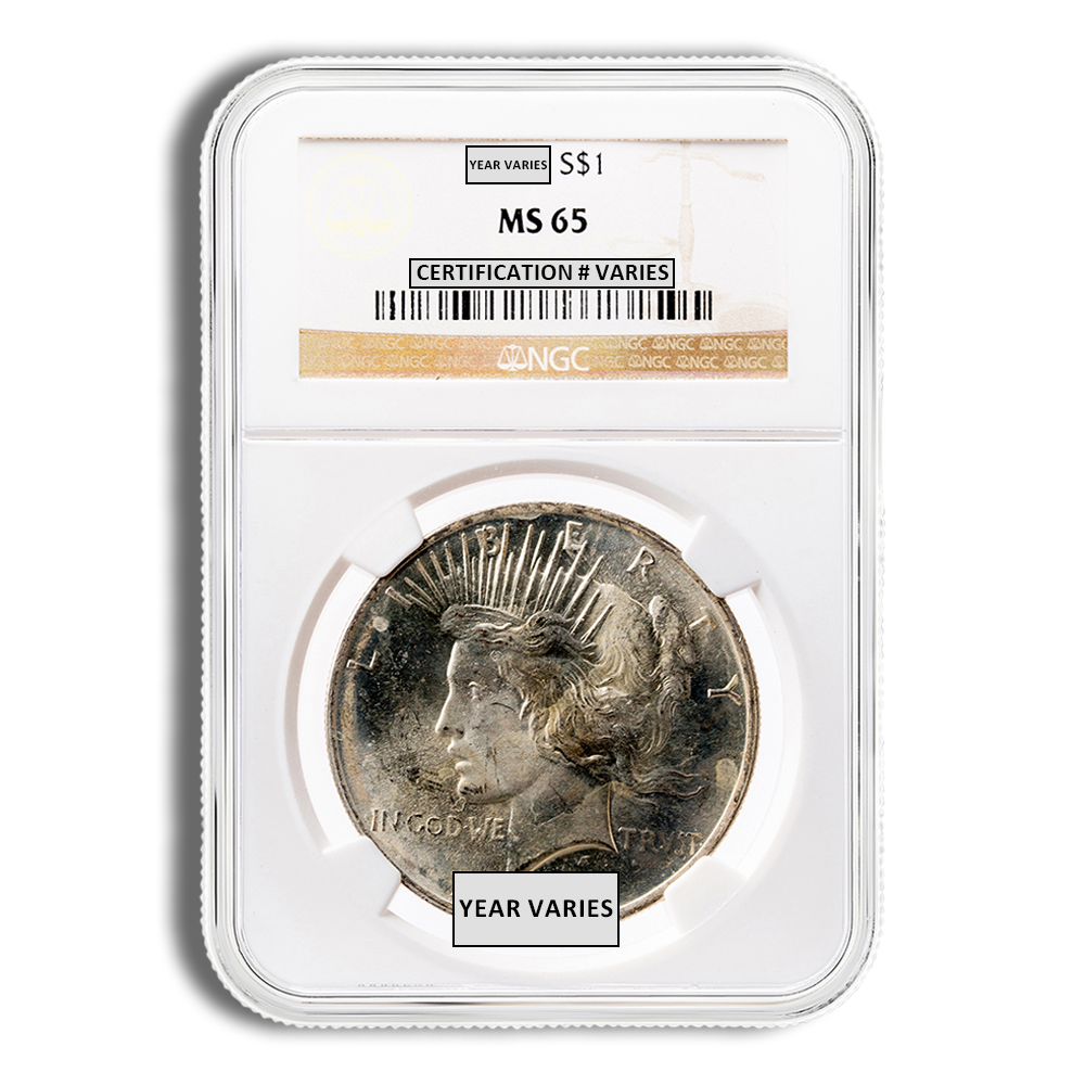 Peace Silver Dollar - NGC MS65 (Random Year)