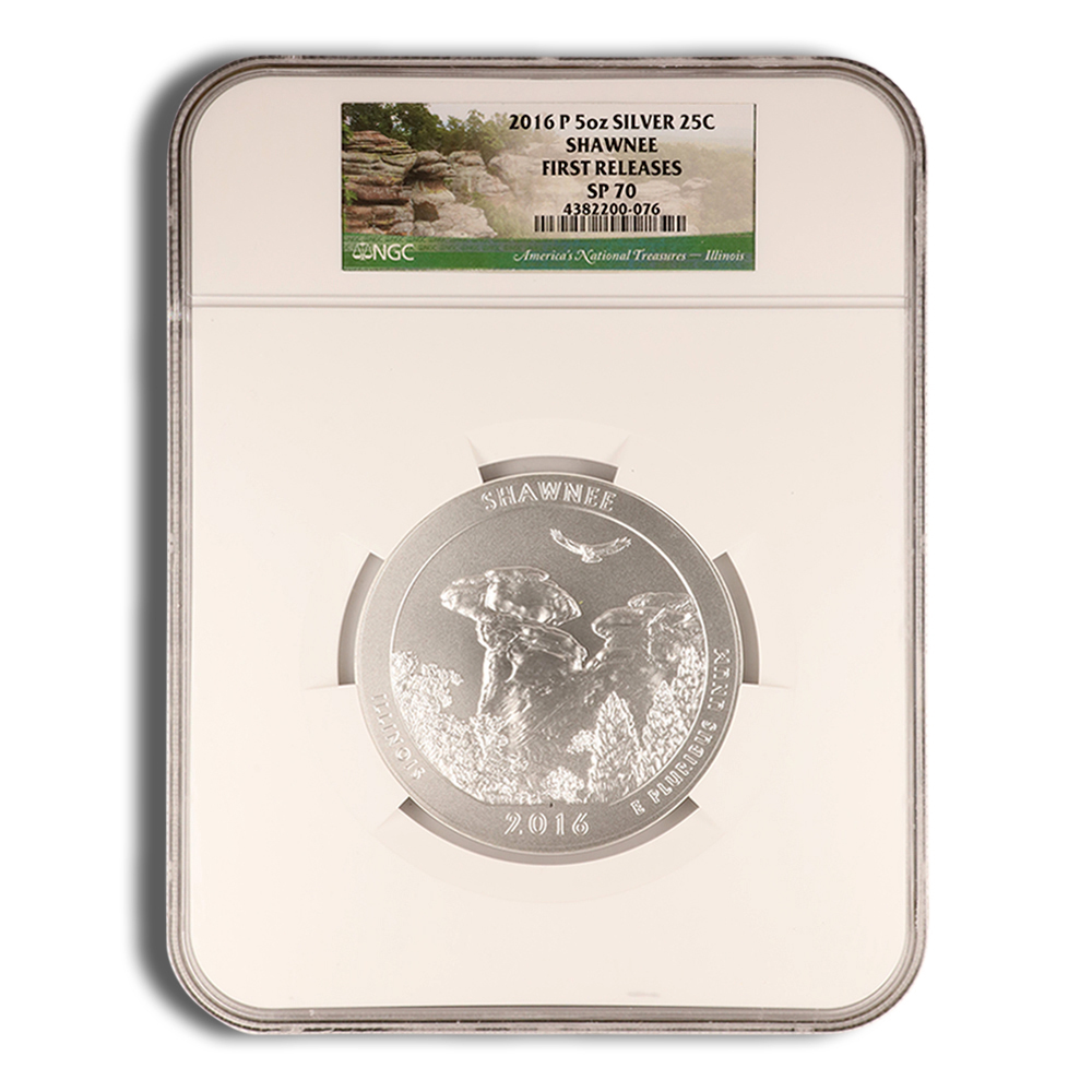 2016-P 5 Oz America The Beautiful Shawnee Silver Coin - NGC SP70