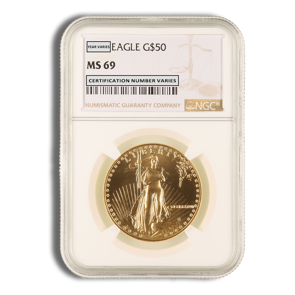 1987 1 Oz Gold American Eagle - NGC MS69