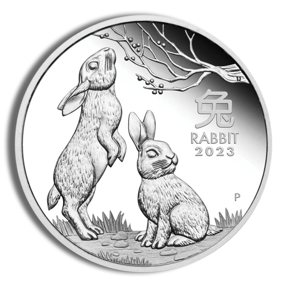 2023 1 Oz Silver Australia Year of the Rabbit Proof - BU (with Box and COA)