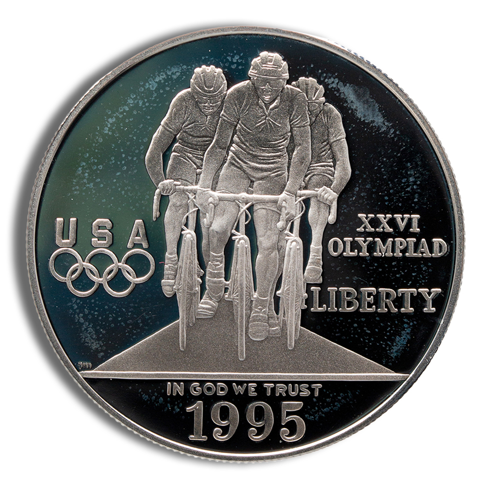 1995-D $1 Olympic Cycling Silver Commemorative - BU