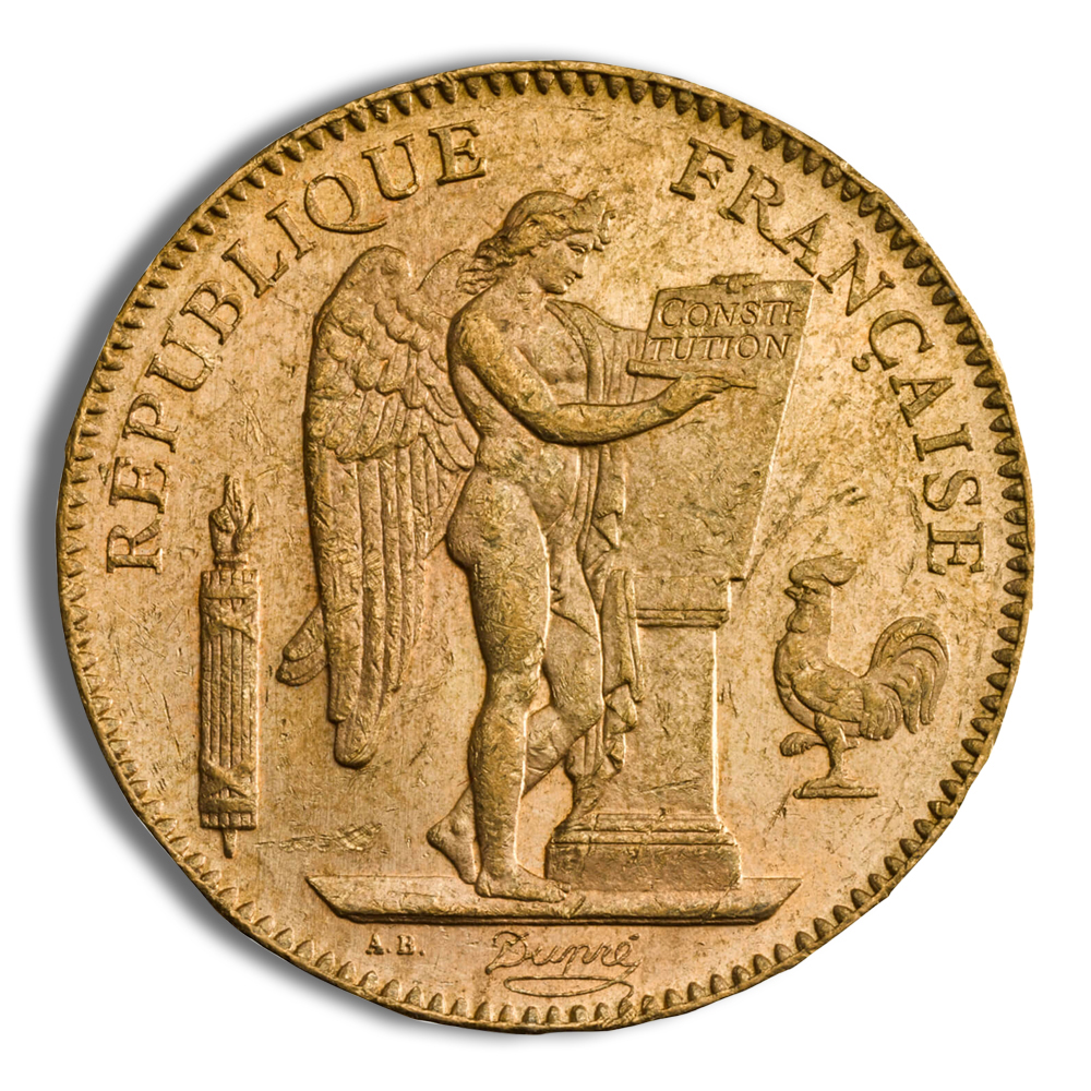 1878-1904 France Gold 50 Francs (Angel) - XF+