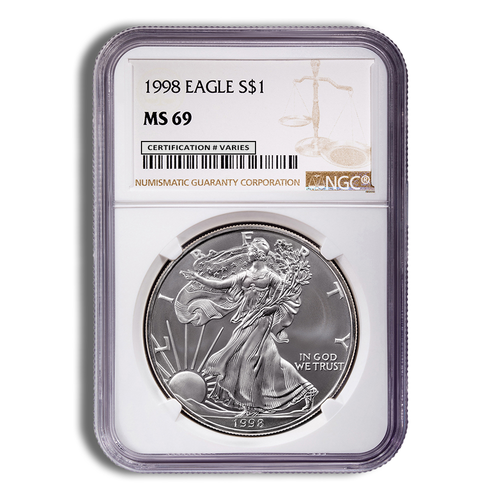 1998 Silver American Eagle - NGC MS69