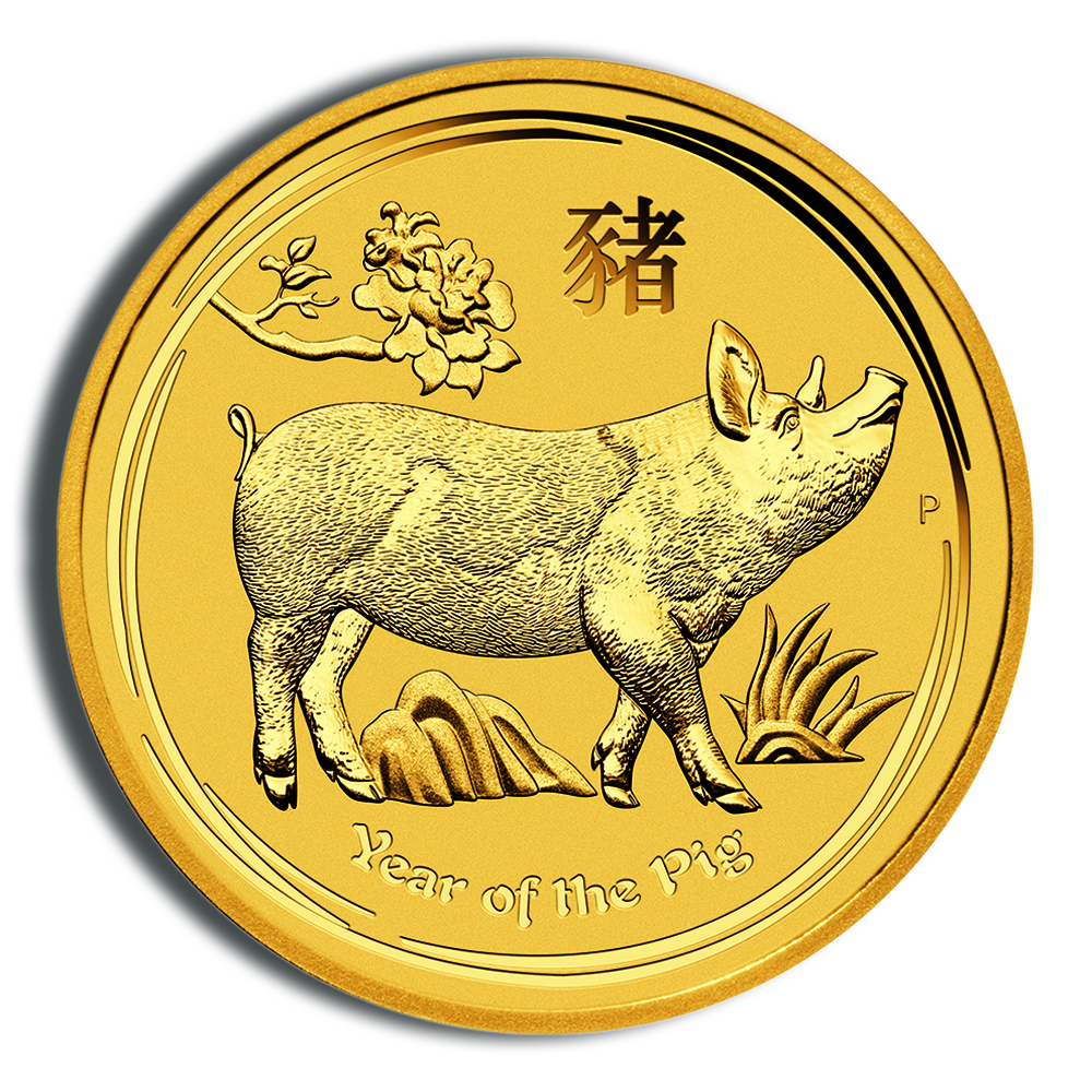 2019 2 Oz Australia Gold Lunar Pig (Series II) - BU