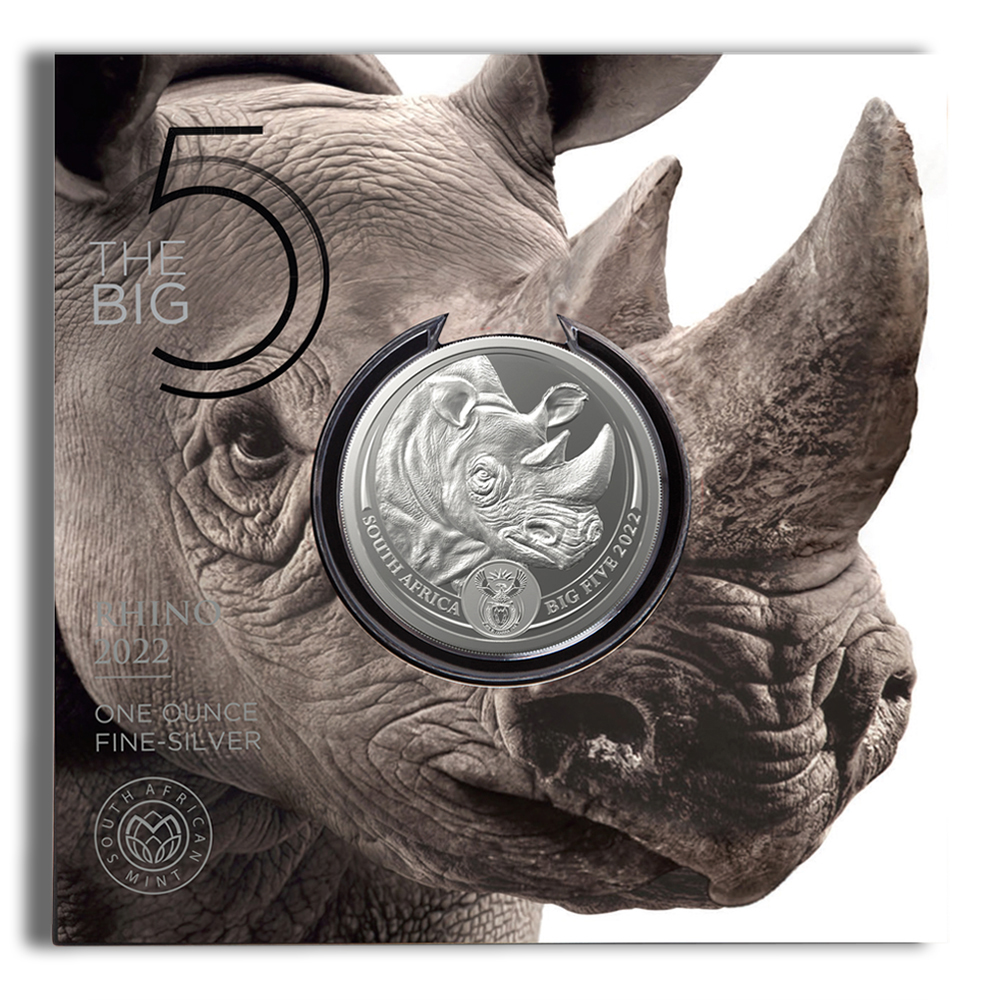 2022 1 Oz Silver South Africa Big 5 Rhino - BU (with COA)