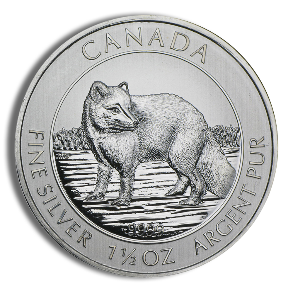 2014 1.5 Oz Canadian Arctic Fox Silver Coin - BU