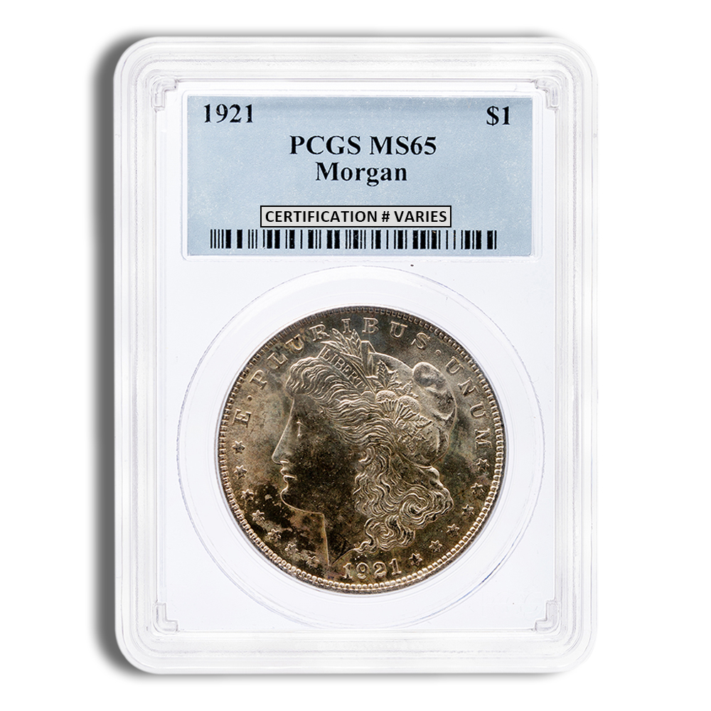 1921 Morgan Silver Dollar - PCGS MS65