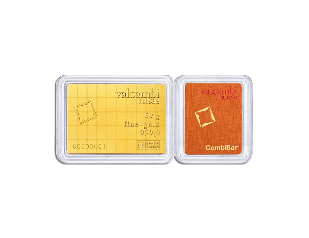 50 x 1 Gram Gold Bar Valcambi CombiBar™ (In Assay Card)