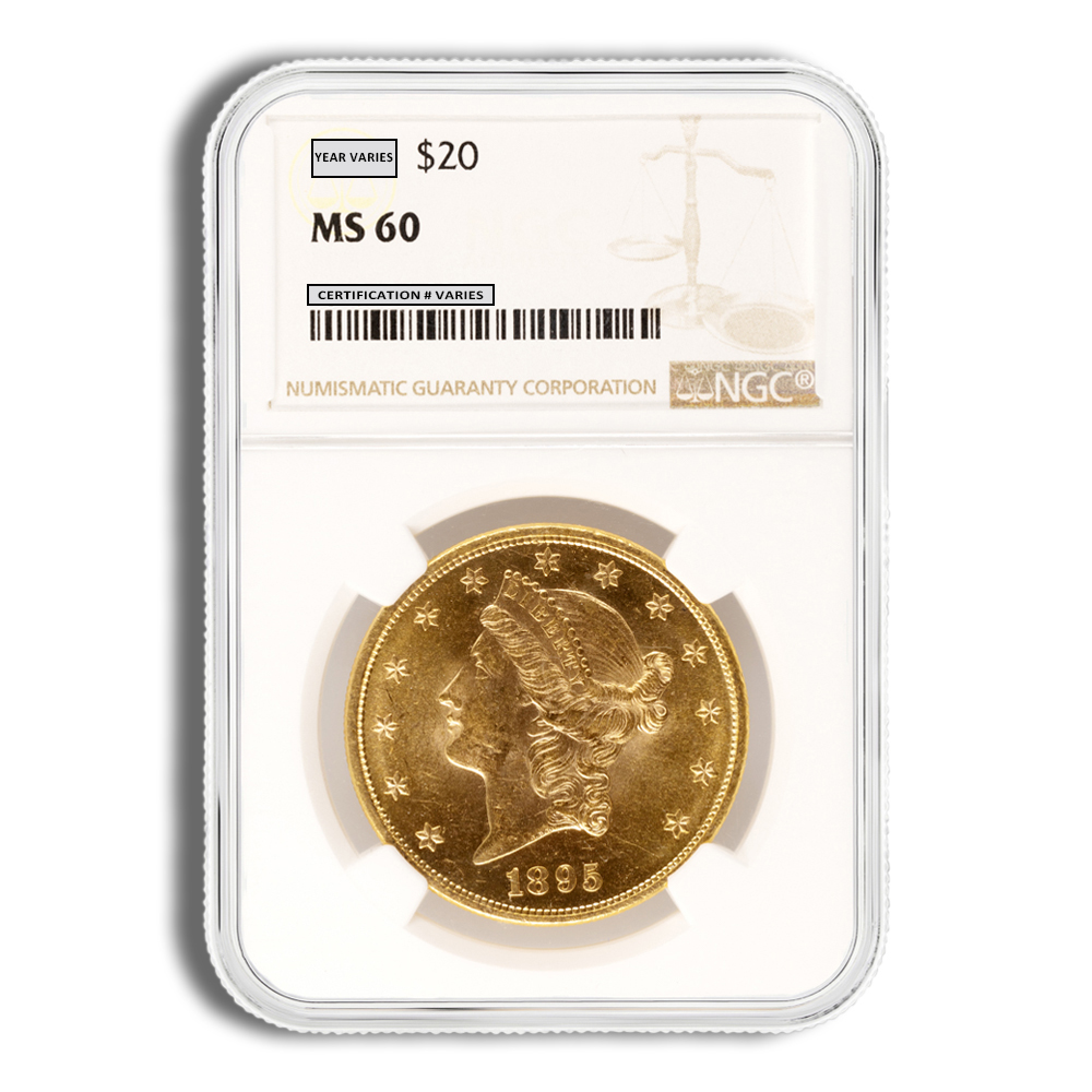 $20 Gold Liberty Double Eagle - NGC MS60