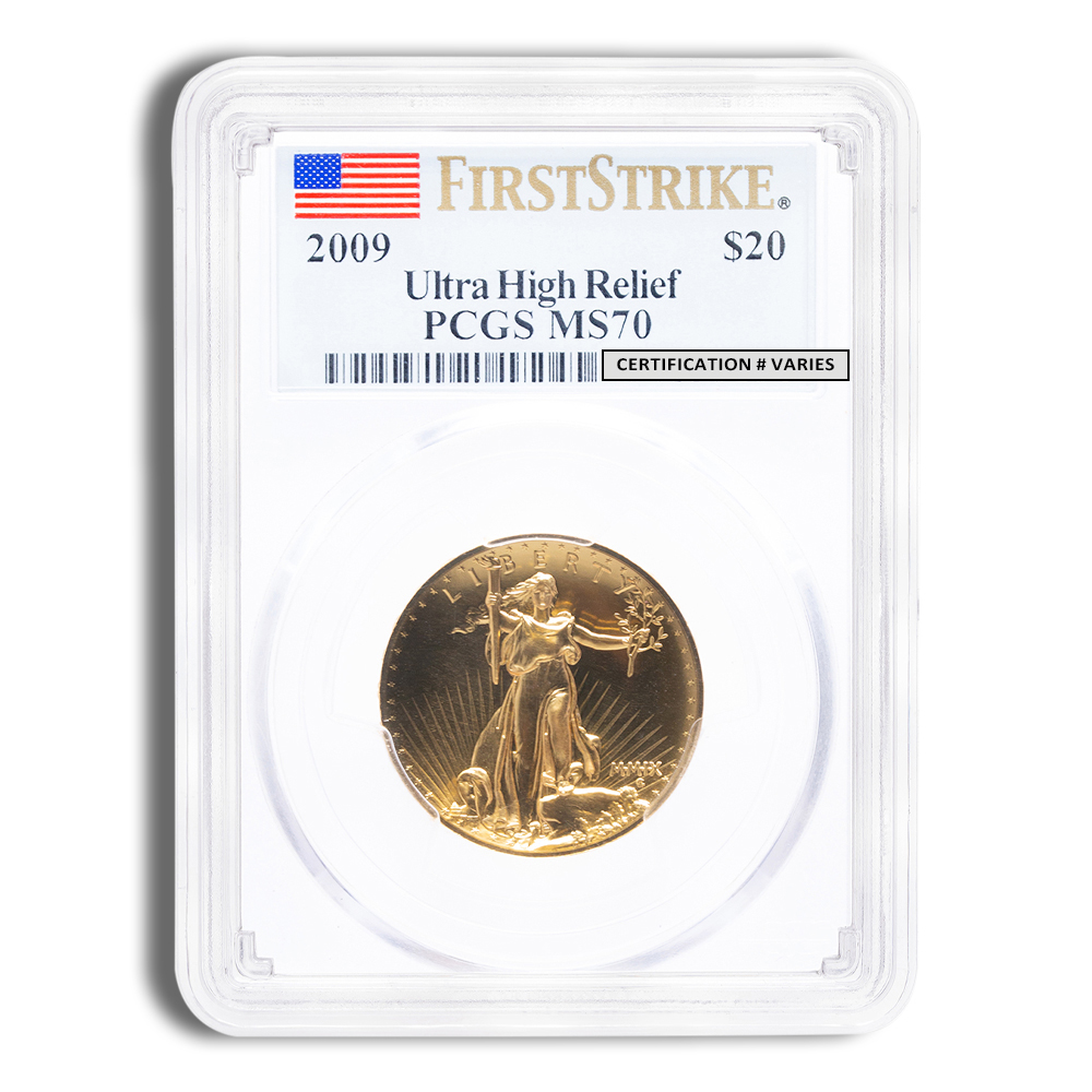 2009 Ultra High Relief $20 Double Eagle Gold Coin - PCGS MS70 (First Strike)