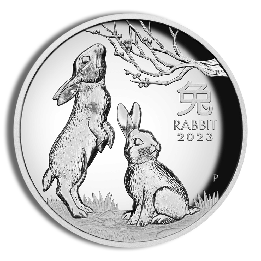 2023 1 Oz Silver Australia Year of the Rabbit Proof High Relief (Series III) - BU (with Box and COA)