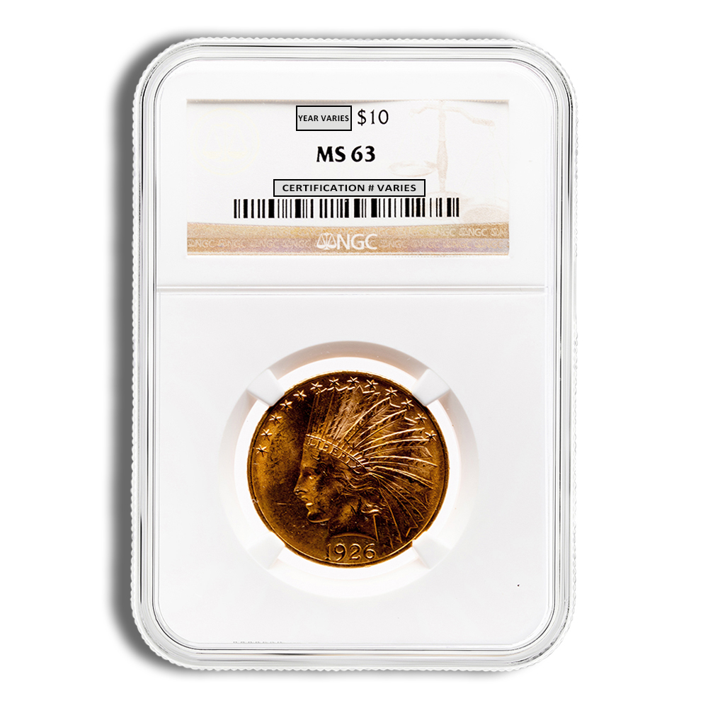 $10 Gold Indian Eagle - NGC MS63 (Random Year)