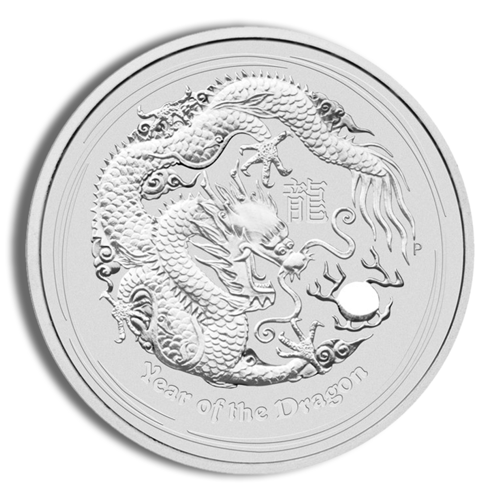 2012 10 Oz Australia Silver Lunar Dragon (Series II) - BU