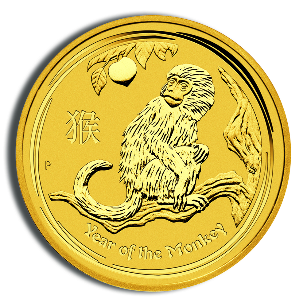 2016 2 Oz Australia Gold Lunar Monkey (Series II) - BU