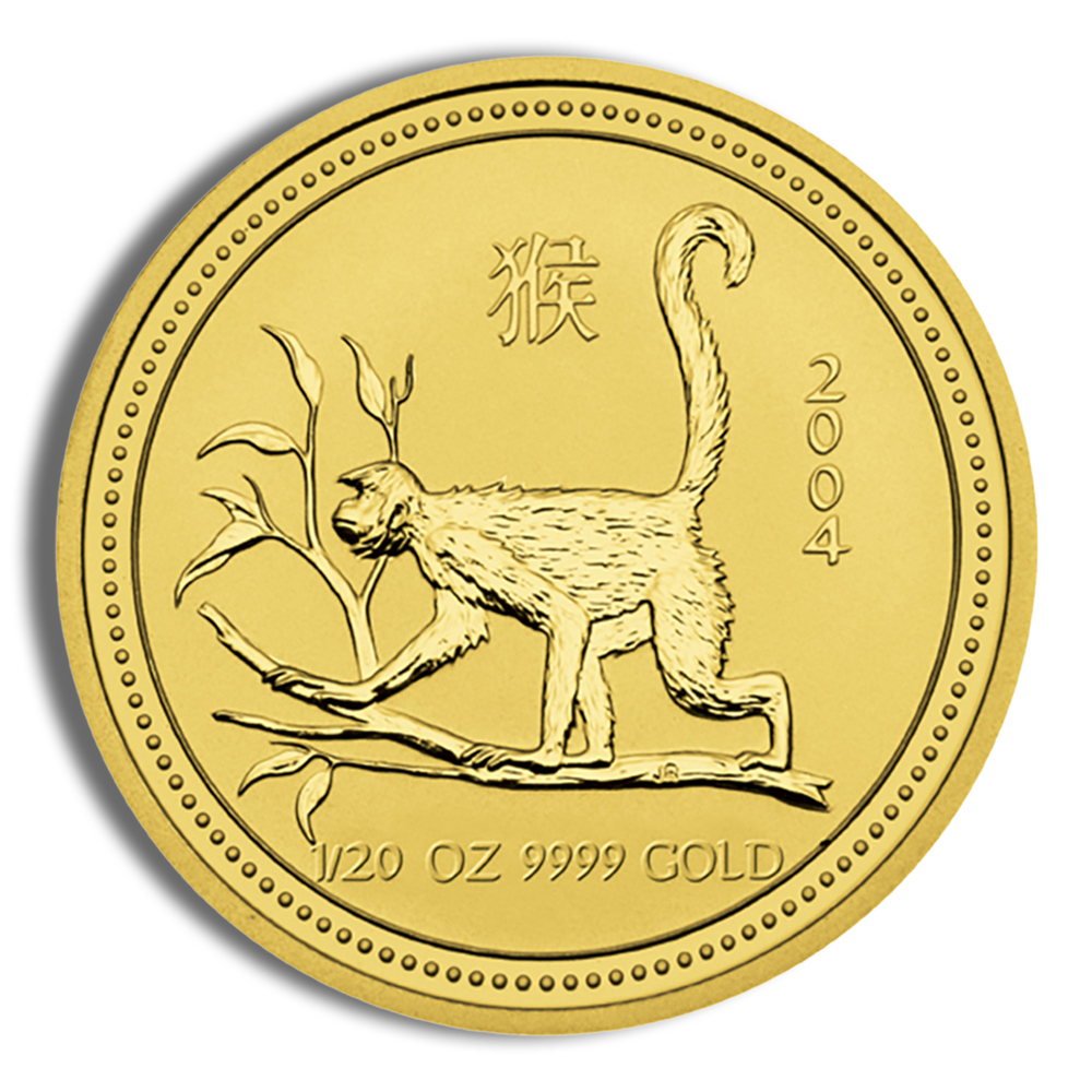 2004 1/20 Oz Australia Gold Lunar Monkey (Series I) - BU