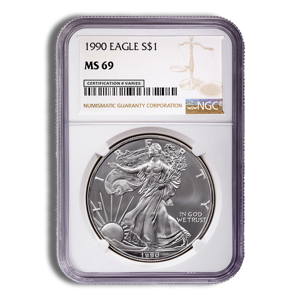 1990 Silver American Eagle - NGC MS69