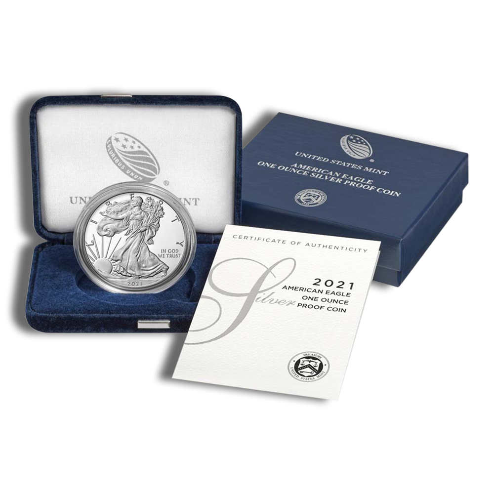 2021-W Proof Silver American Eagle - BU (Type 1, with Box and COA)