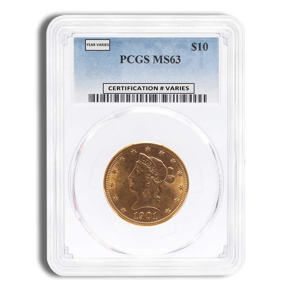 $10 Gold Liberty Eagle - PCGS MS63 (Random Year)