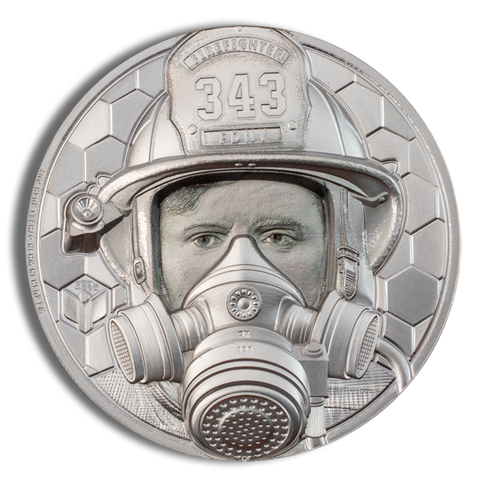 2021 1 Oz Cook Islands Platinum Firefighter Real Heroes - BU (with Box and COA)