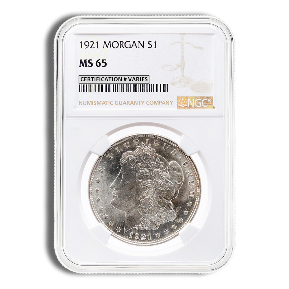 1921 Morgan Silver Dollar - NGC MS65