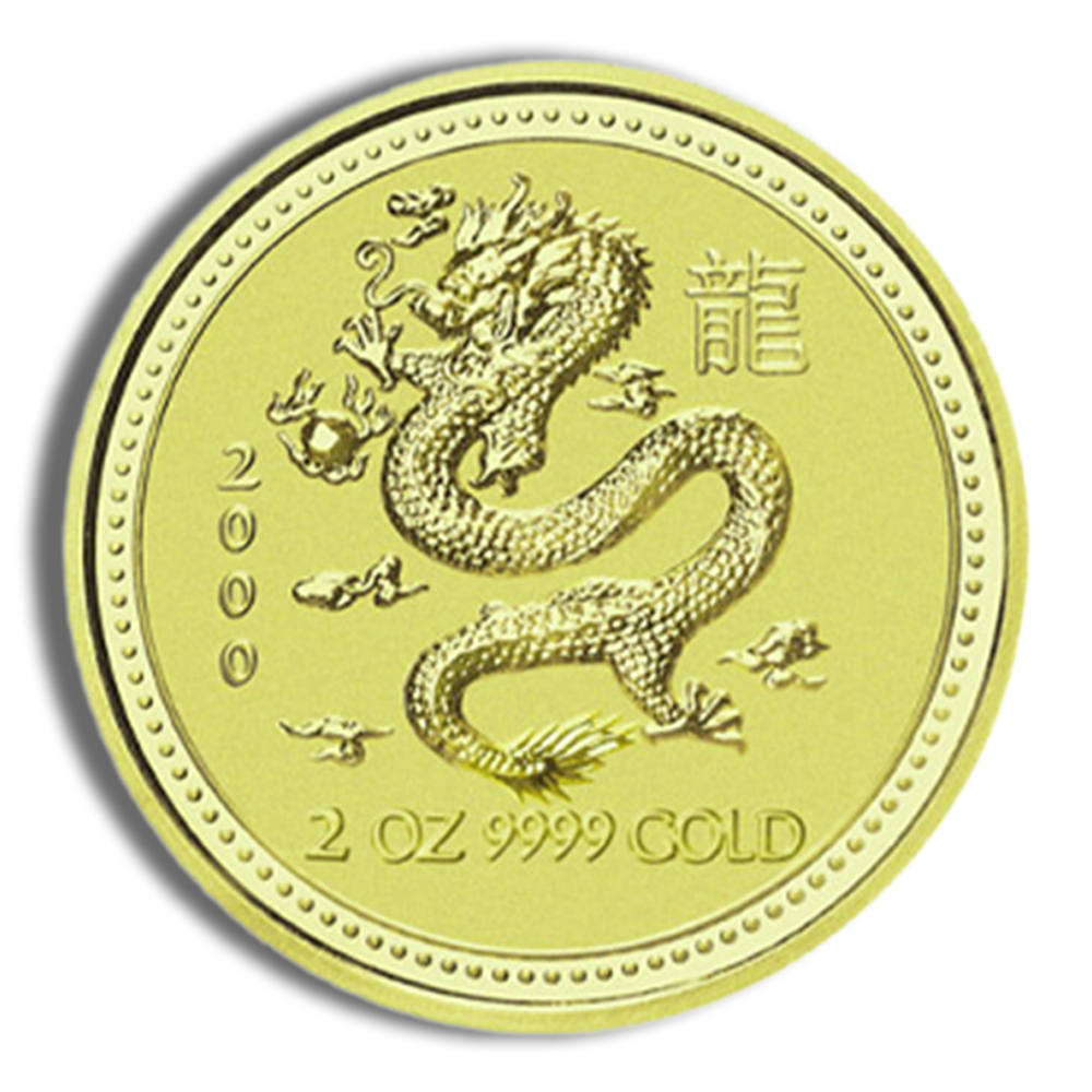 2000 2 Oz Australia Gold Lunar Dragon (Series I) - BU