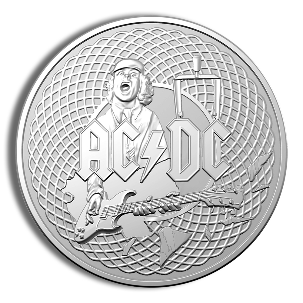 2023 1 Oz Australia Mint Silver $1 ACDC Coin (with Box and COA)