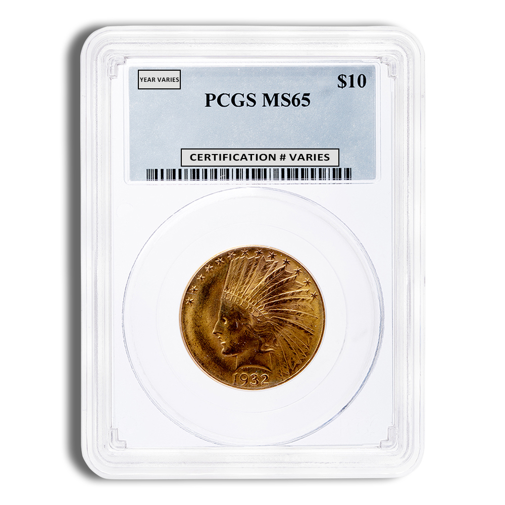 $10 Gold Indian Eagle - PCGS MS65 (Random Year)