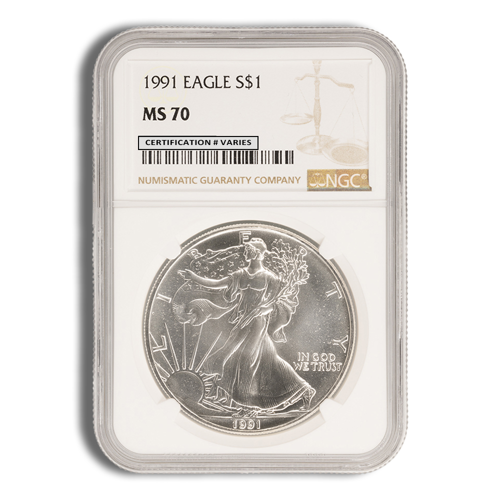 1991 Silver American Eagle - NGC MS70