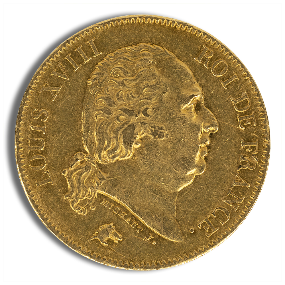 1816-1824 France Gold 40 Francs (Louis XVIII) - XF+