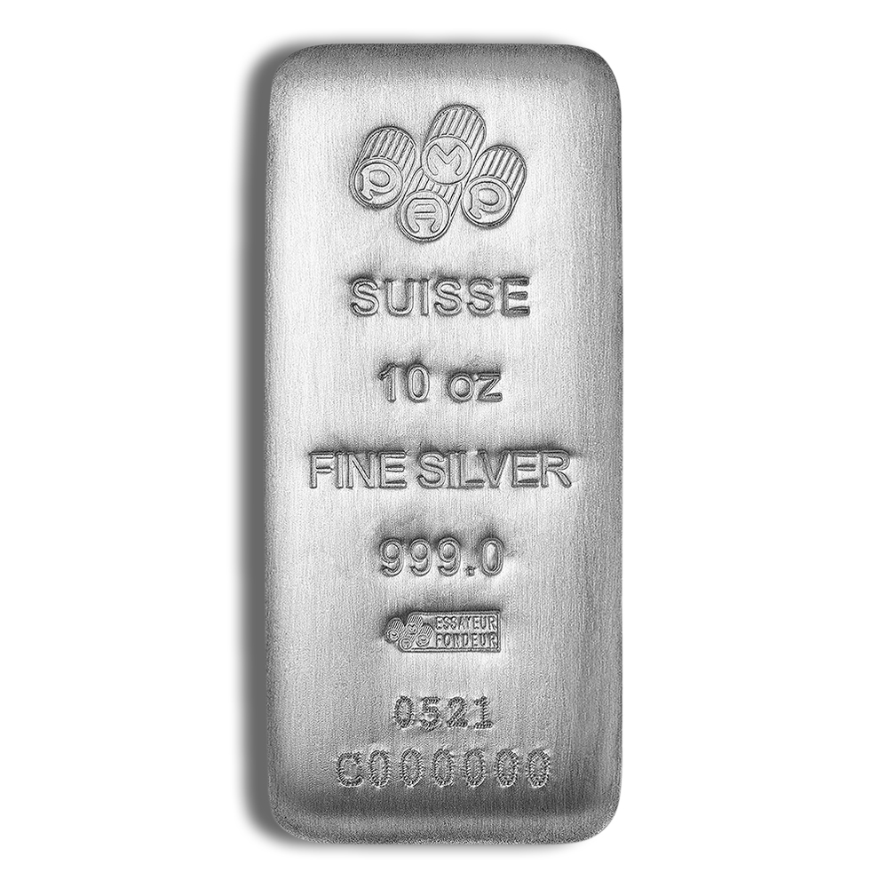 10 Oz Silver Bar - PAMP Suisse (Cast Bar)