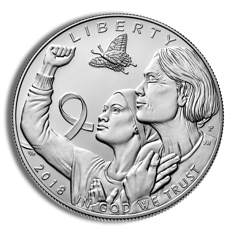 2018-P $1 Breast Cancer Awareness Silver Commemorative - BU