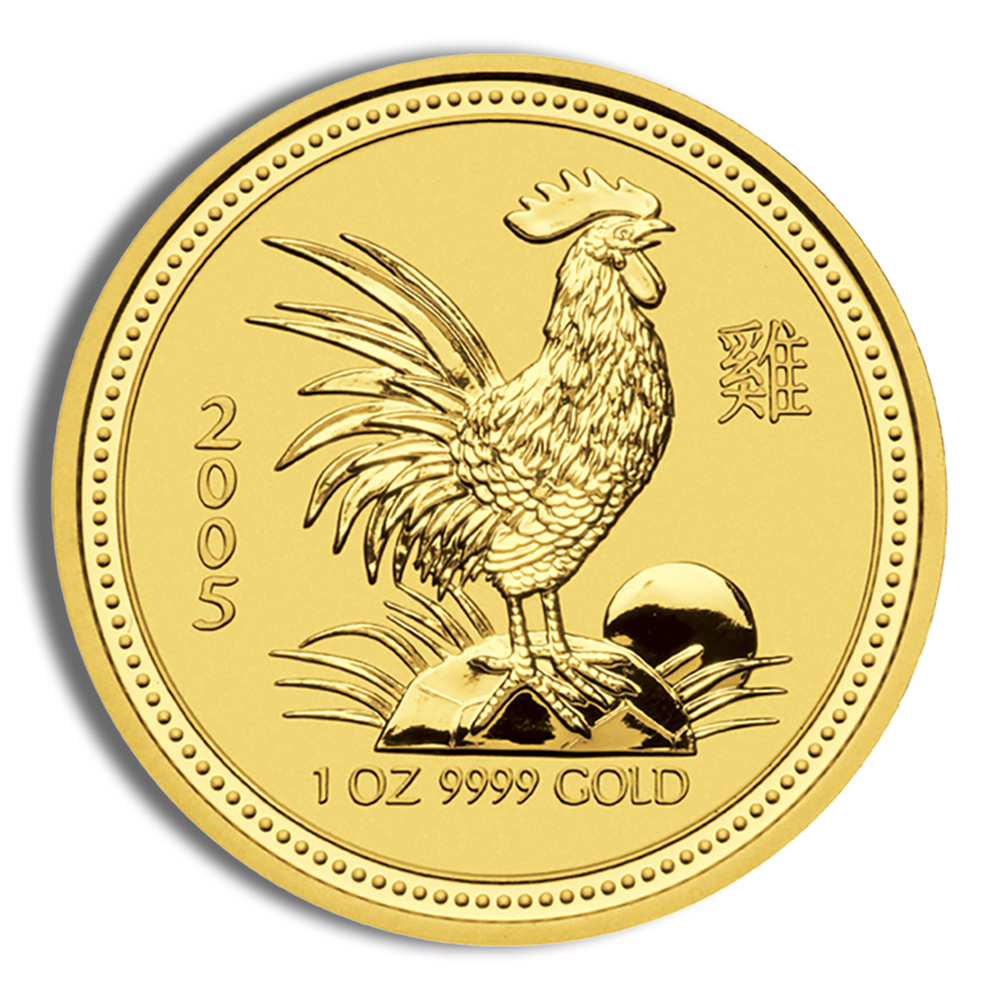 2005 1 Oz Australia Gold Lunar Rooster (Series I) - BU