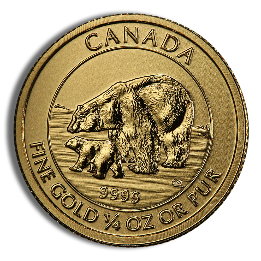 2015 1/4 Oz Canadian Polar Bear & Cub Gold Coin - BU