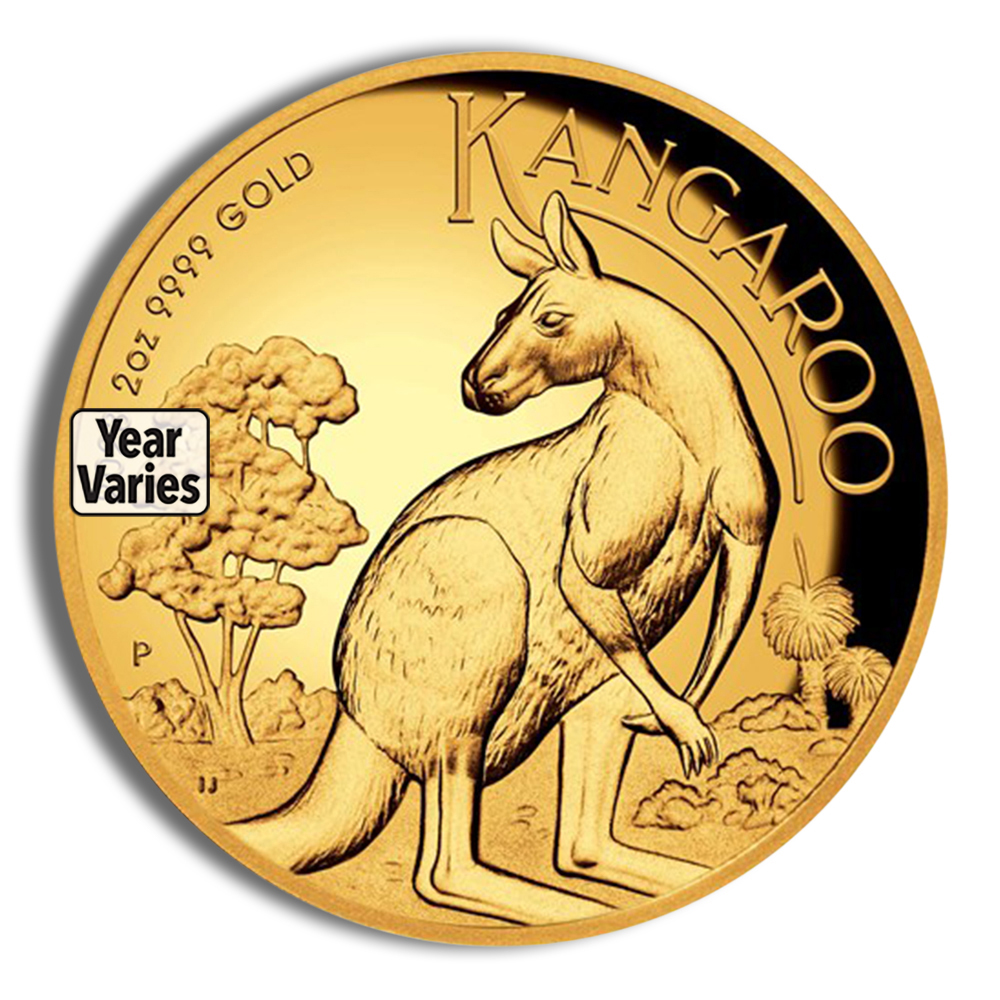 2 Oz Australia Nugget Kangaroo Gold Coin - BU (Random Year)