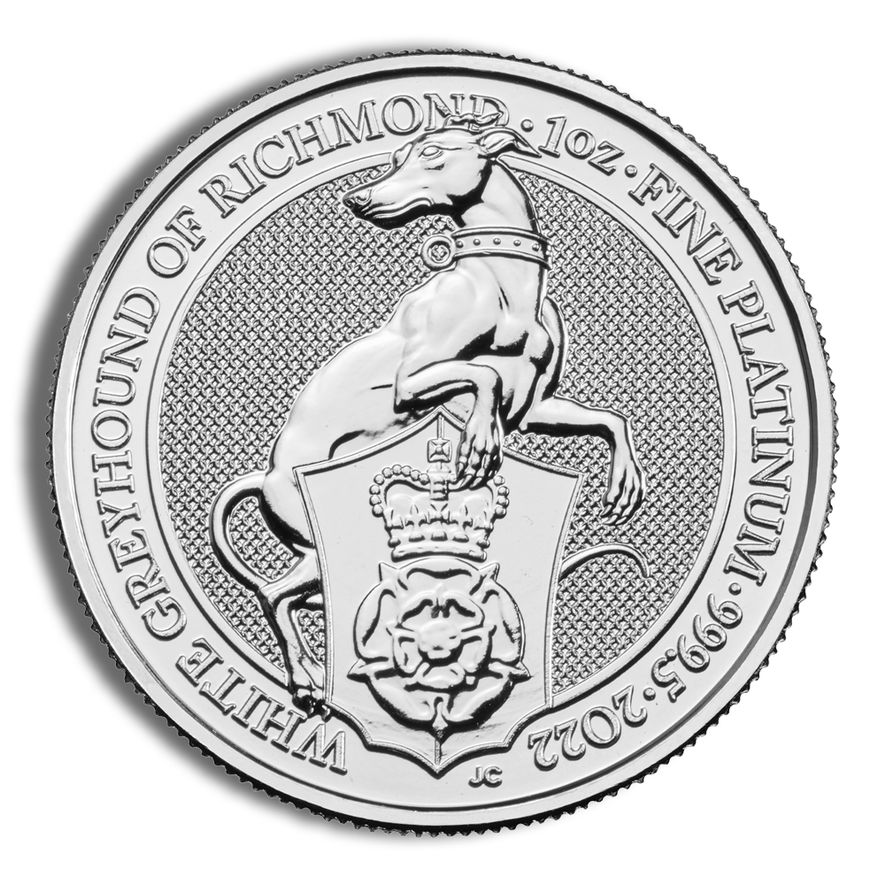 2022 1 Oz Great Britain Queen's Beast Platinum Coin (White Greyhound of Richmond) - BU