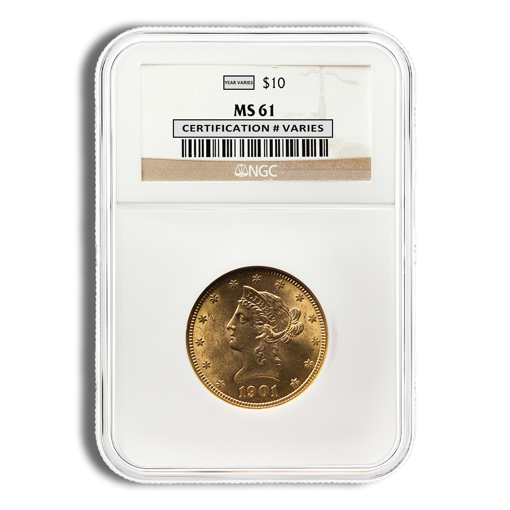 $10 Gold Liberty Eagle - NGC MS61 (Random Year)