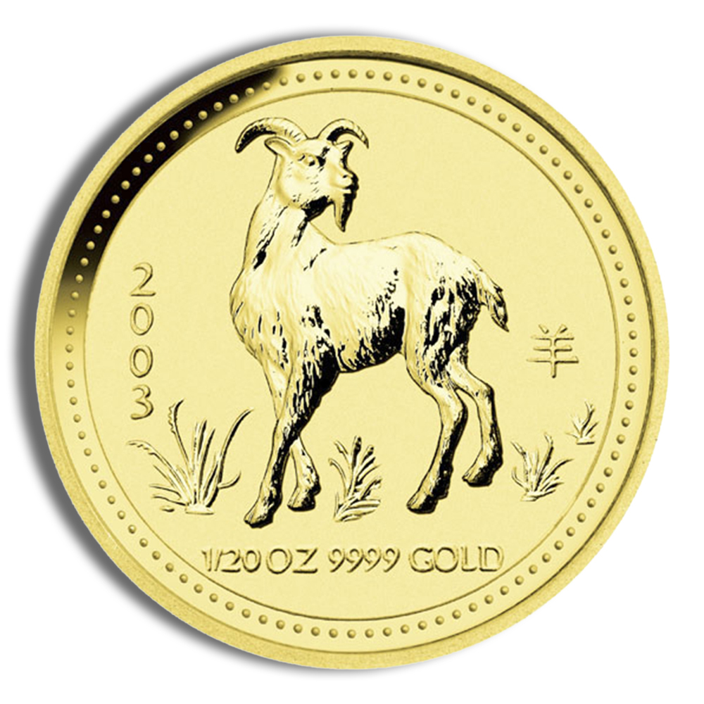 2003 1/20 Oz Australia Gold Lunar Goat (Series I) - BU