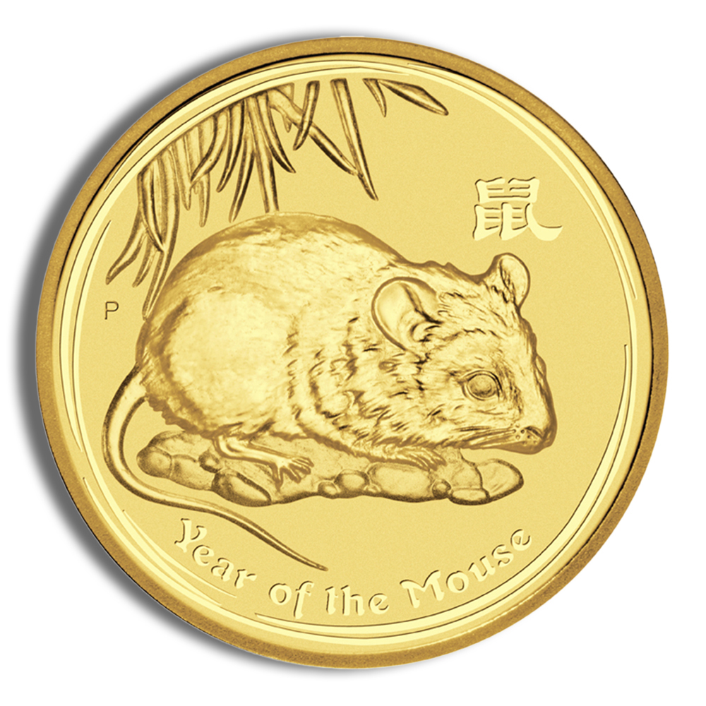 2008 1/10 Oz Australia Gold Lunar Mouse (Series II) - BU